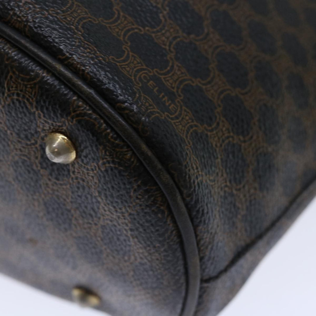 Celine Macadam Canvas Tote Bag PVC Brown Black Auth 70630