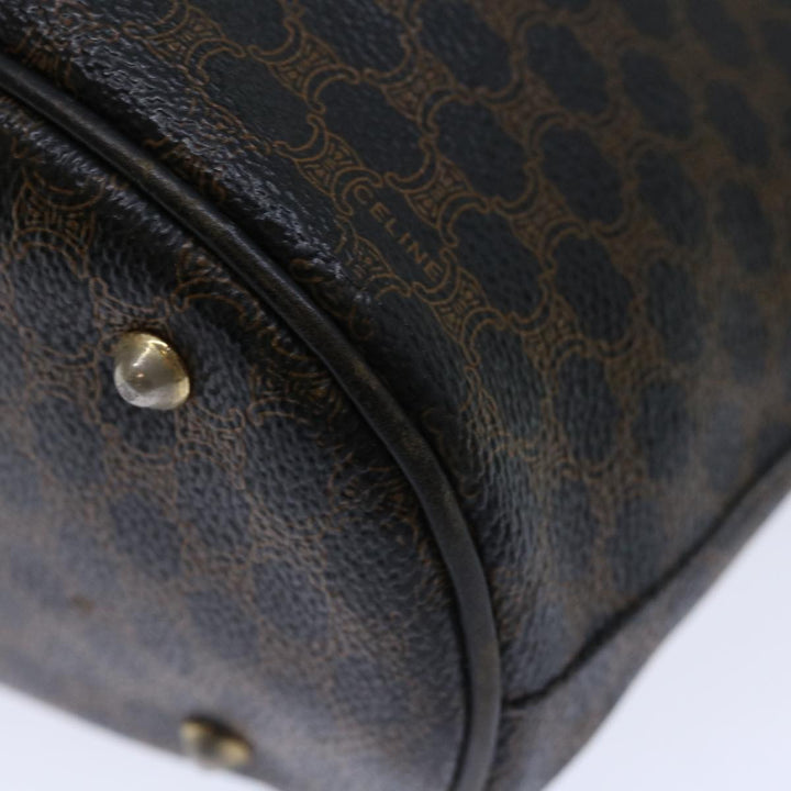 Celine Macadam Canvas Tote Bag PVC Brown Black Auth 70630