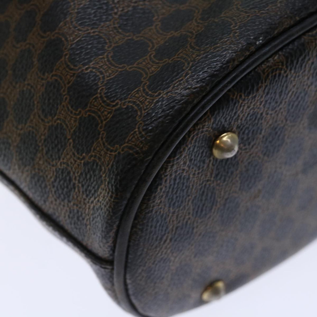 Celine Macadam Canvas Tote Bag PVC Brown Black Auth 70630