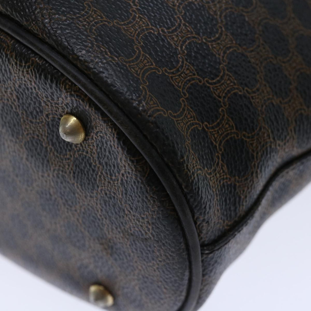 Celine Macadam Canvas Tote Bag PVC Brown Black Auth 70630