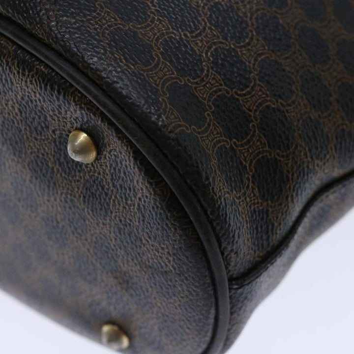 Celine Macadam Canvas Tote Bag PVC Brown Black Auth 70630