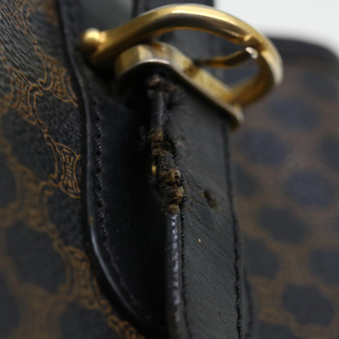 Celine Macadam Canvas Tote Bag PVC Brown Black Auth 70630