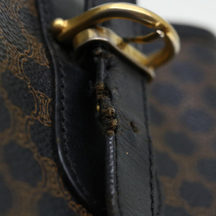 Celine Macadam Canvas Tote Bag PVC Brown Black Auth 70630