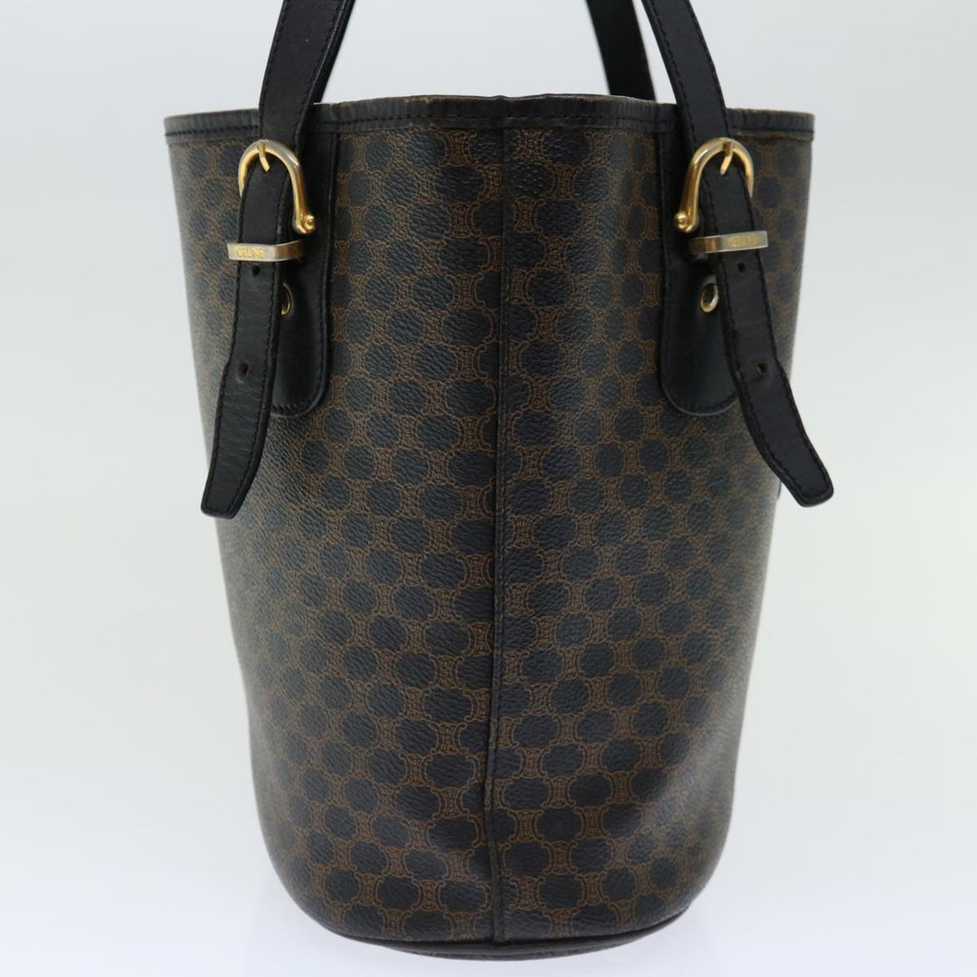 Celine Macadam Canvas Tote Bag PVC Brown Black Auth 70630