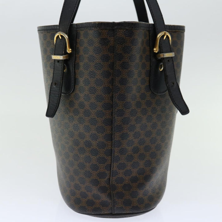 Celine Macadam Canvas Tote Bag PVC Brown Black Auth 70630