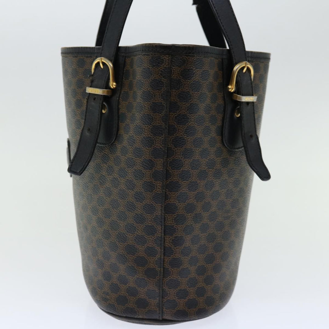 Celine Macadam Canvas Tote Bag PVC Brown Black Auth 70630
