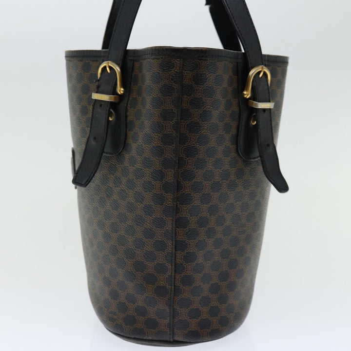 Celine Macadam Canvas Tote Bag PVC Brown Black Auth 70630