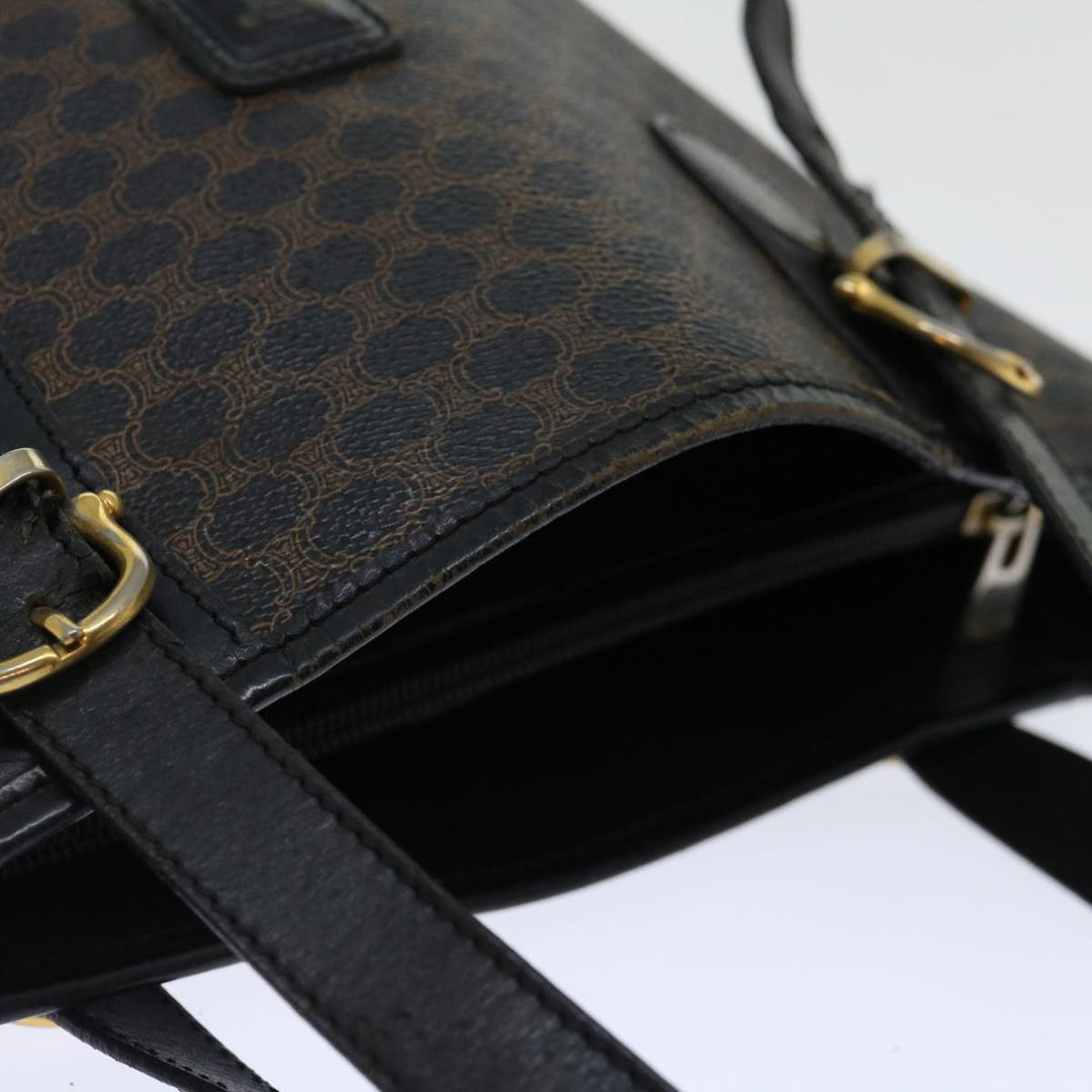 Celine Macadam Canvas Tote Bag PVC Brown Black Auth 70630