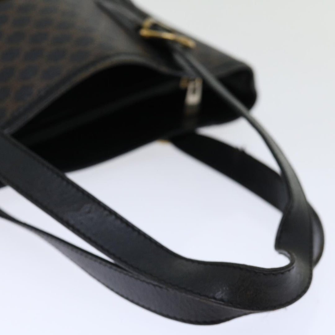 Celine Macadam Canvas Tote Bag PVC Brown Black Auth 70630