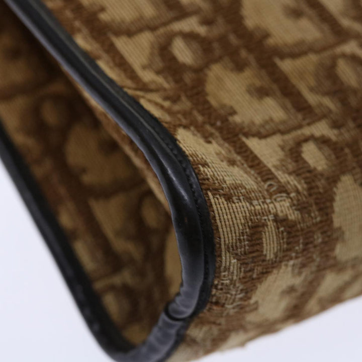 CHRISTIAN Top quality Dior Trotter Canvas Hand Bag Canvas Brown Auth 70637