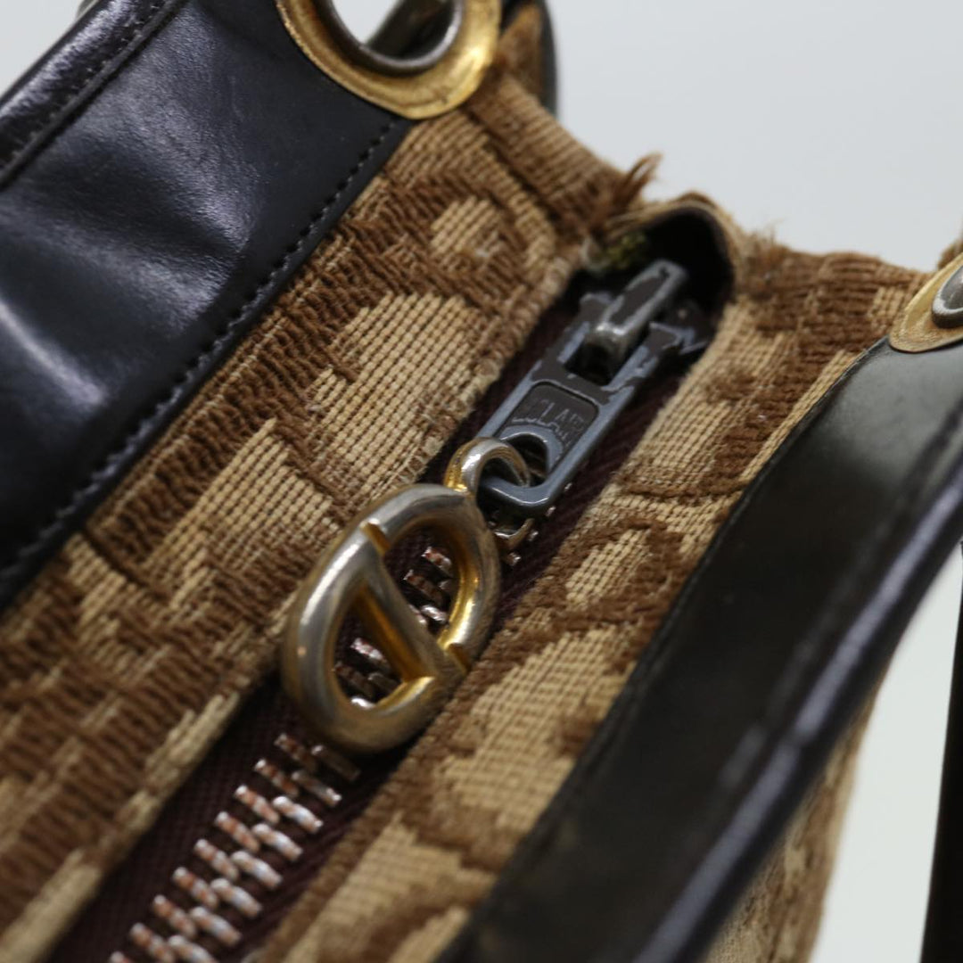 CHRISTIAN Top quality Dior Trotter Canvas Hand Bag Canvas Brown Auth 70637