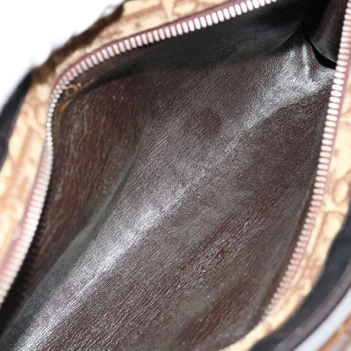 CHRISTIAN Top quality Dior Trotter Canvas Hand Bag Canvas Brown Auth 70637