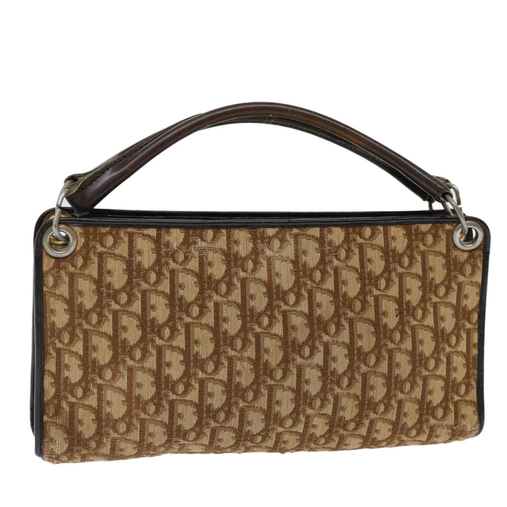 CHRISTIAN Top quality Dior Trotter Canvas Hand Bag Canvas Brown Auth 70637