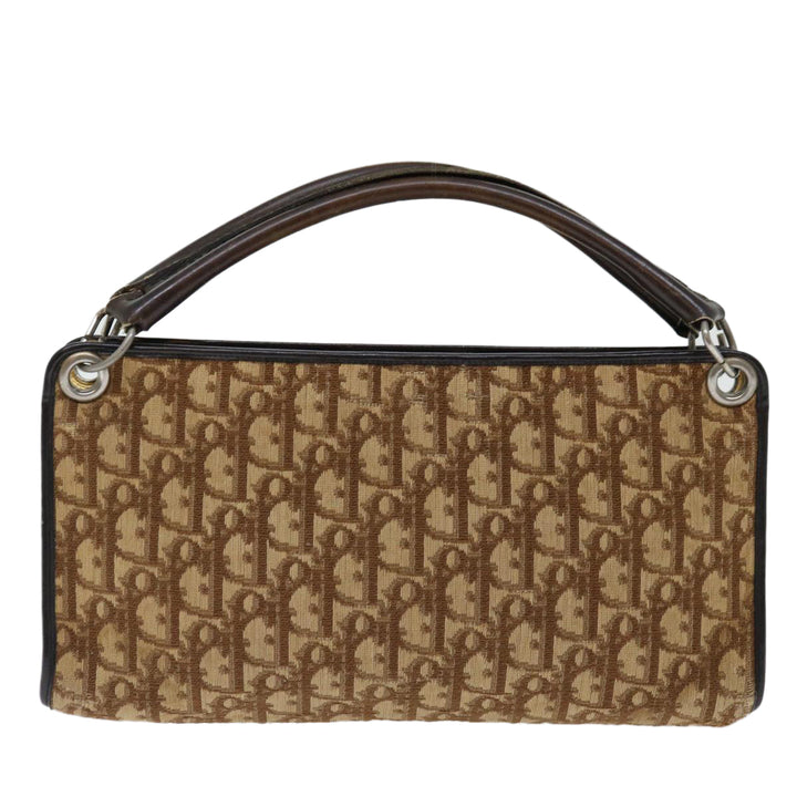 CHRISTIAN Top quality Dior Trotter Canvas Hand Bag Canvas Brown Auth 70637