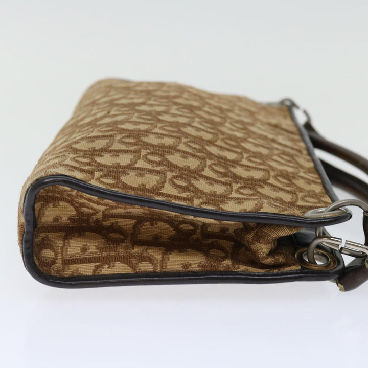 CHRISTIAN Top quality Dior Trotter Canvas Hand Bag Canvas Brown Auth 70637