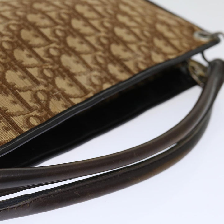 CHRISTIAN Top quality Dior Trotter Canvas Hand Bag Canvas Brown Auth 70637