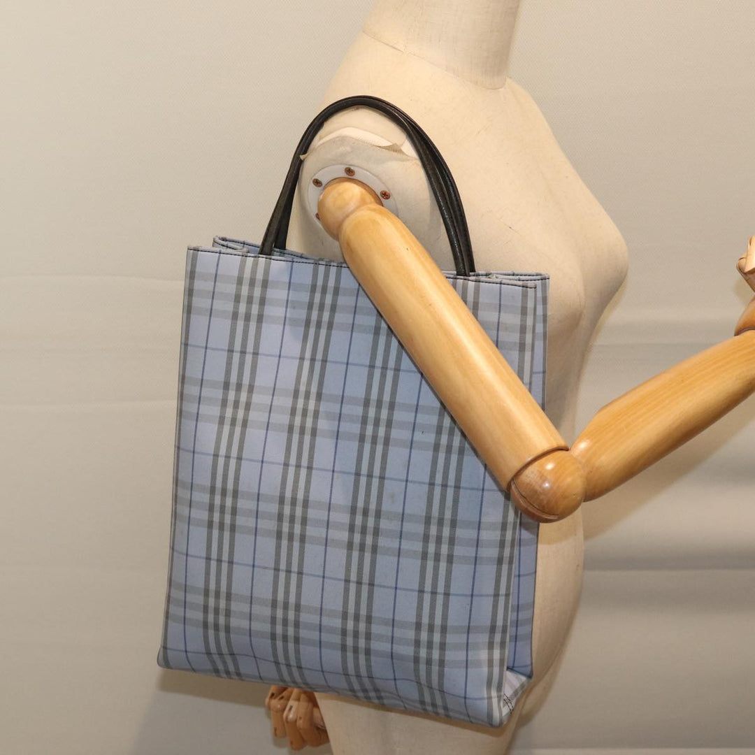 Burberry Nova Check Hand Bag Canvas Blue Auth 70648