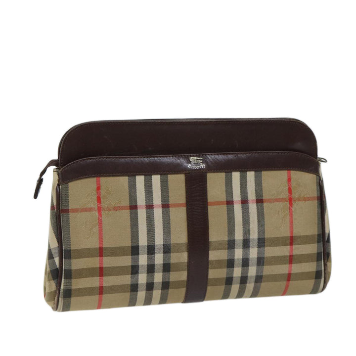 BurberrySs Nova Check Clutch Bag Canvas Beige Auth 70657