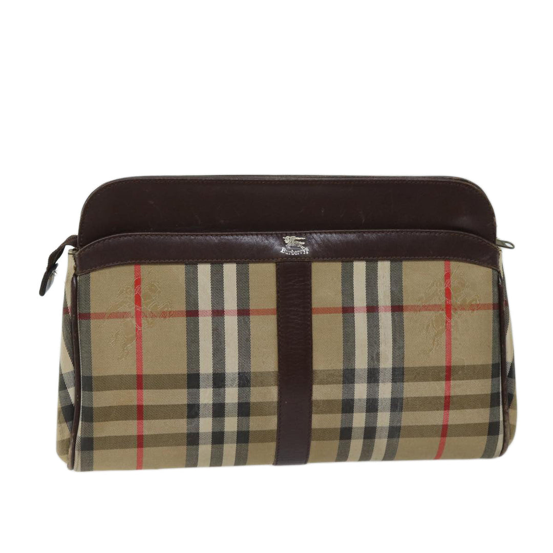 BurberrySs Nova Check Clutch Bag Canvas Beige Auth 70657