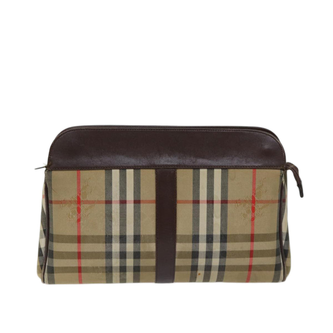 BurberrySs Nova Check Clutch Bag Canvas Beige Auth 70657
