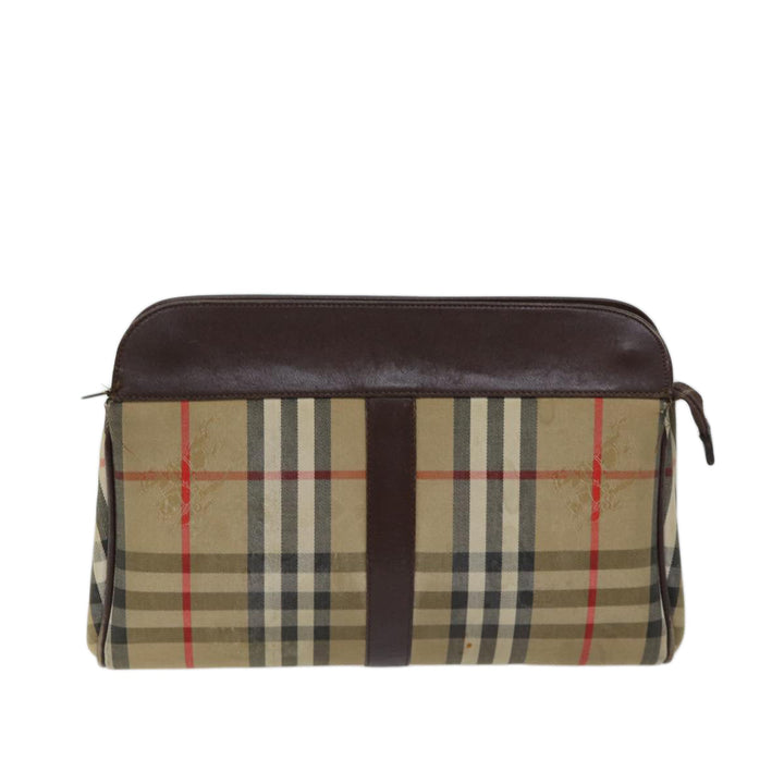BurberrySs Nova Check Clutch Bag Canvas Beige Auth 70657