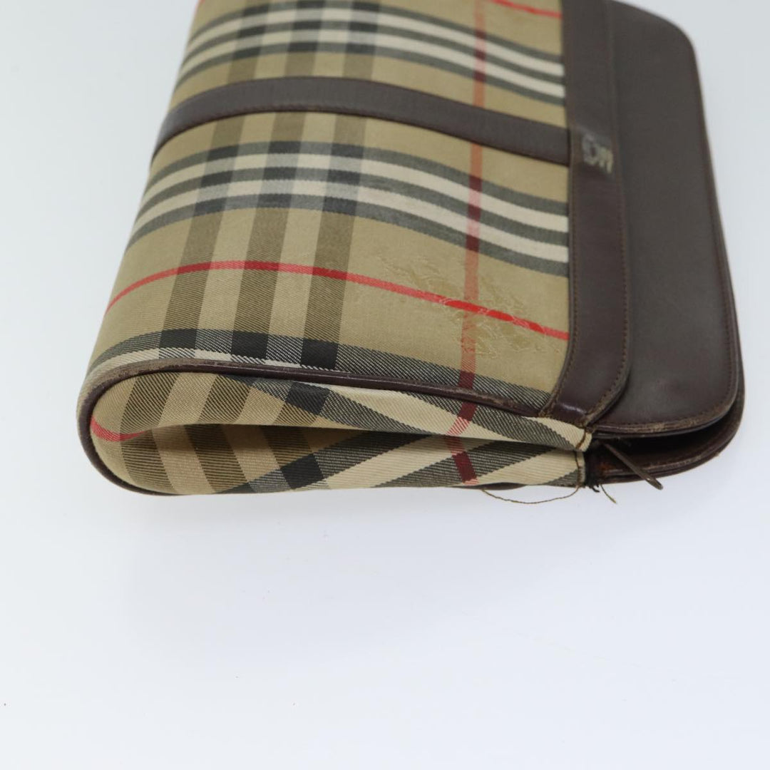 BurberrySs Nova Check Clutch Bag Canvas Beige Auth 70657