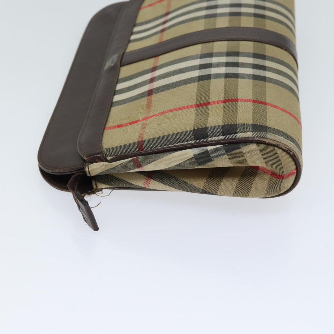 BurberrySs Nova Check Clutch Bag Canvas Beige Auth 70657