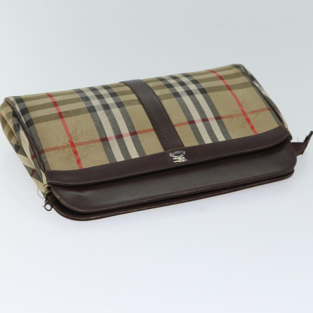 BurberrySs Nova Check Clutch Bag Canvas Beige Auth 70657