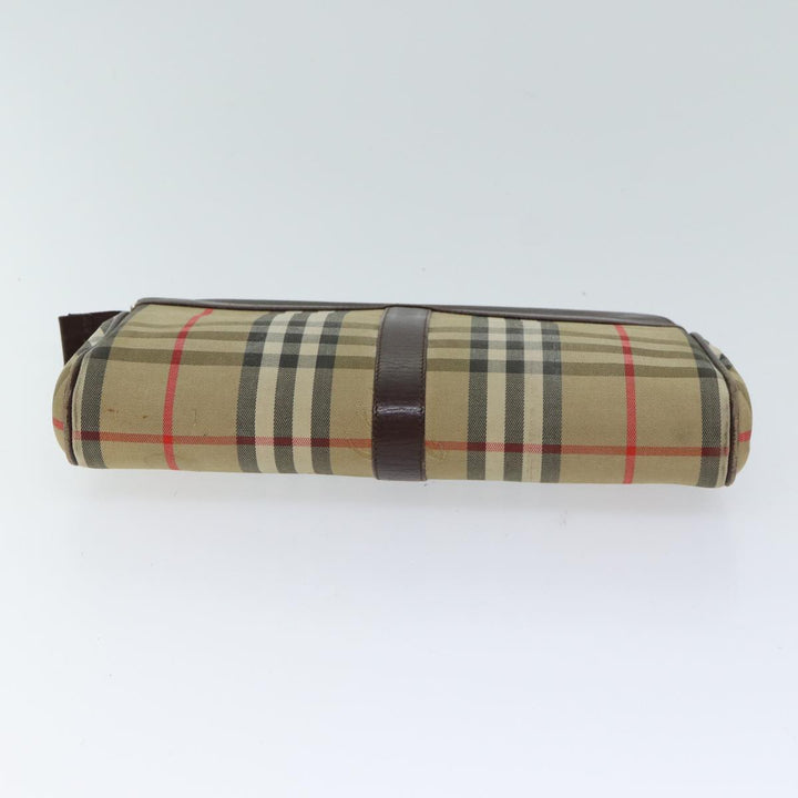 BurberrySs Nova Check Clutch Bag Canvas Beige Auth 70657