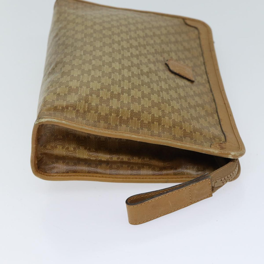Celine Macadam Canvas Clutch Bag Beige Auth 70658