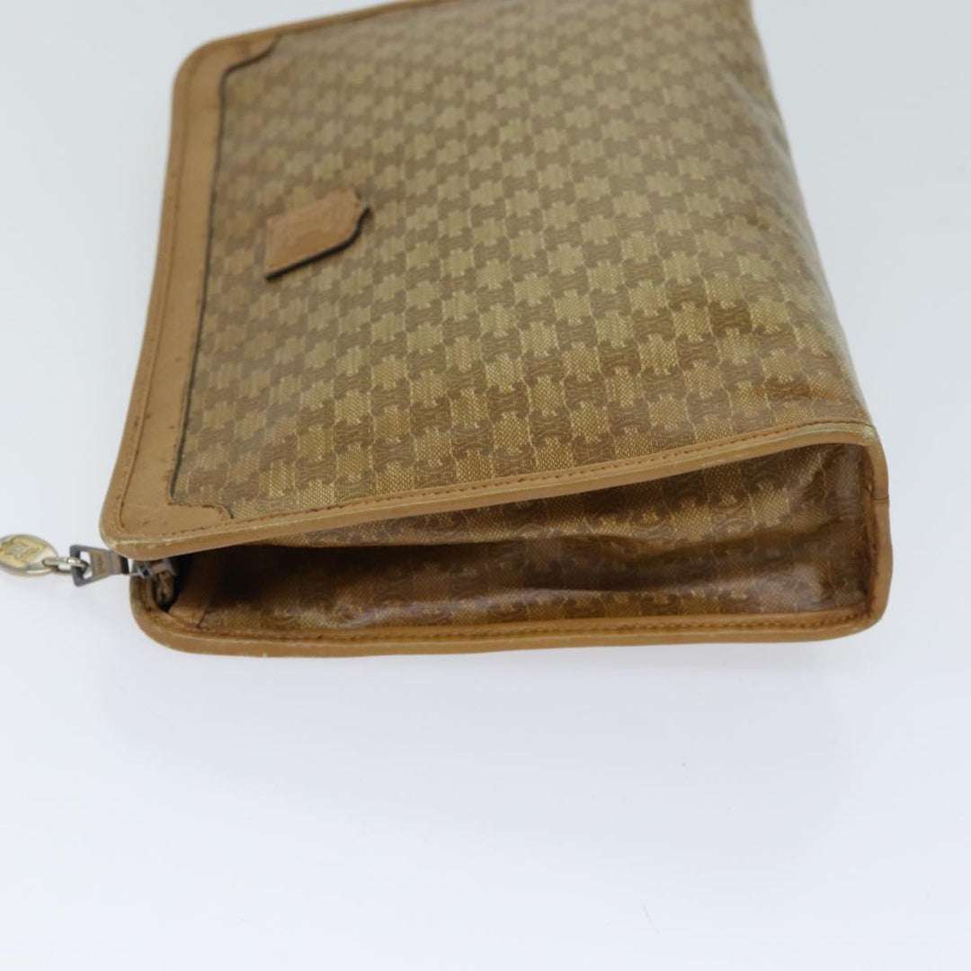 Celine Macadam Canvas Clutch Bag Beige Auth 70658