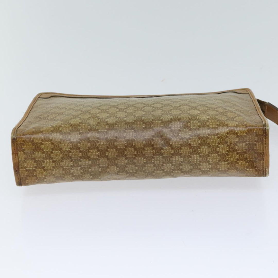 Celine Macadam Canvas Clutch Bag Beige Auth 70658