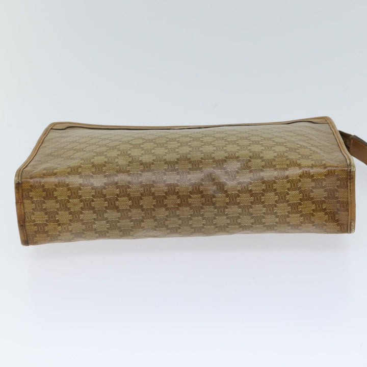 Celine Macadam Canvas Clutch Bag Beige Auth 70658