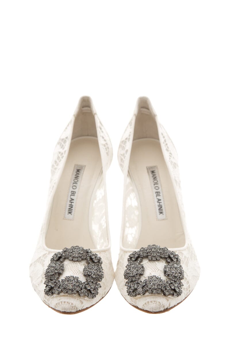 Manolo Blahnik White Lace Heel SZ 36