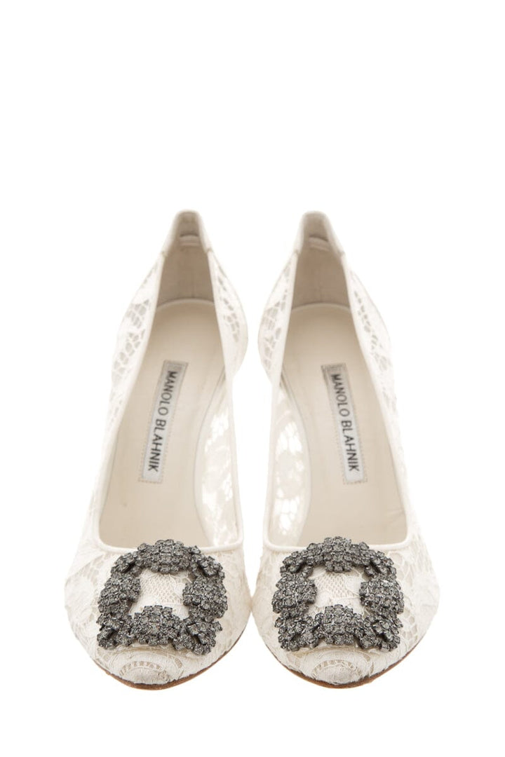 Manolo Blahnik White Lace Heel SZ 36