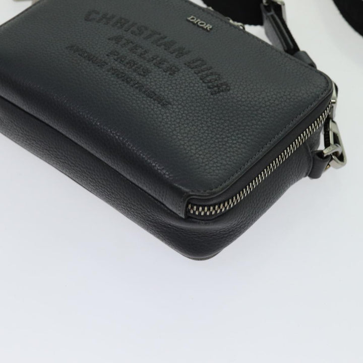 CHRISTIAN Top quality Dior Shoulder Bag Leather Gray Auth 70772A