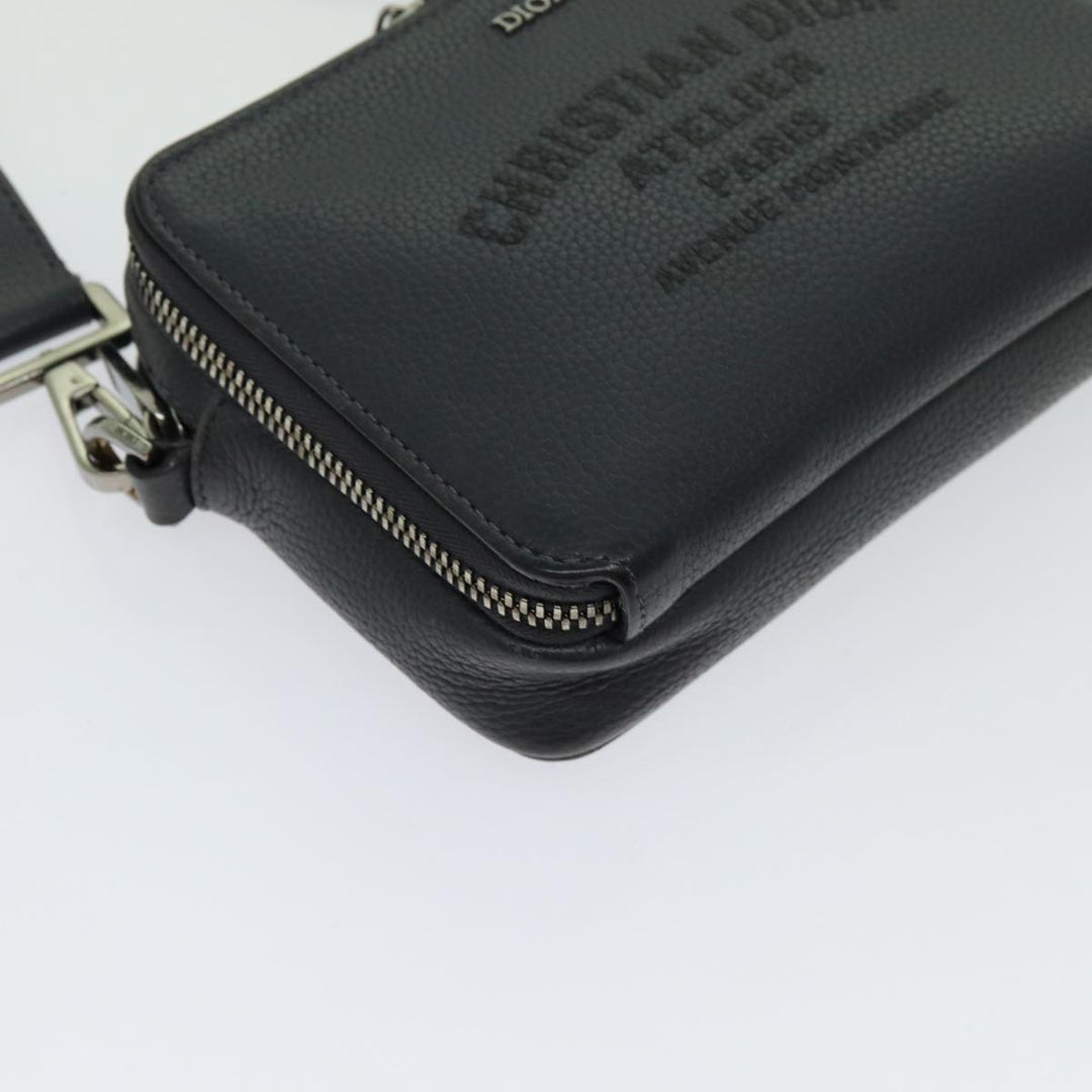 CHRISTIAN Top quality Dior Shoulder Bag Leather Gray Auth 70772A
