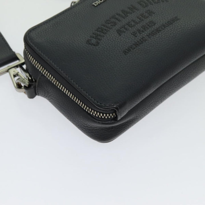 CHRISTIAN Top quality Dior Shoulder Bag Leather Gray Auth 70772A