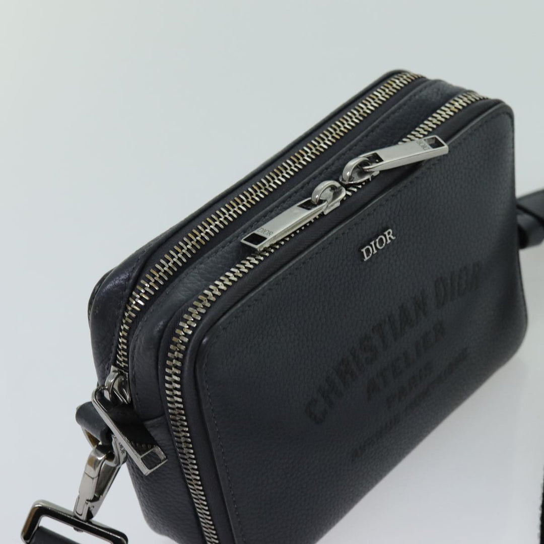 CHRISTIAN Top quality Dior Shoulder Bag Leather Gray Auth 70772A