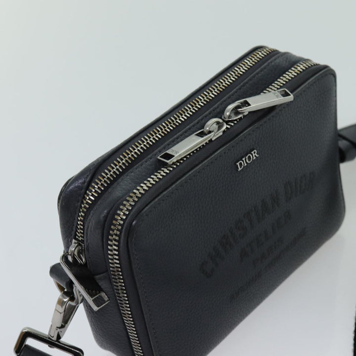 CHRISTIAN Top quality Dior Shoulder Bag Leather Gray Auth 70772A