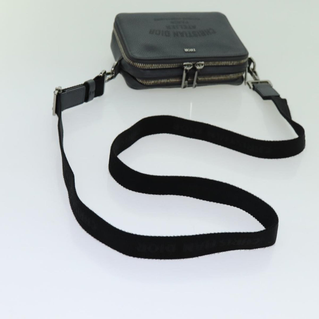CHRISTIAN Top quality Dior Shoulder Bag Leather Gray Auth 70772A