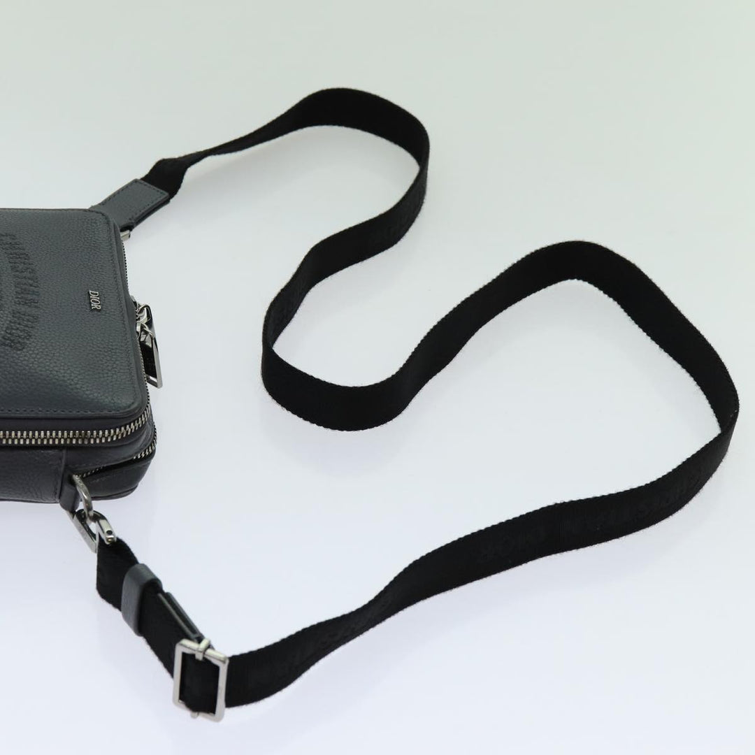 CHRISTIAN Top quality Dior Shoulder Bag Leather Gray Auth 70772A