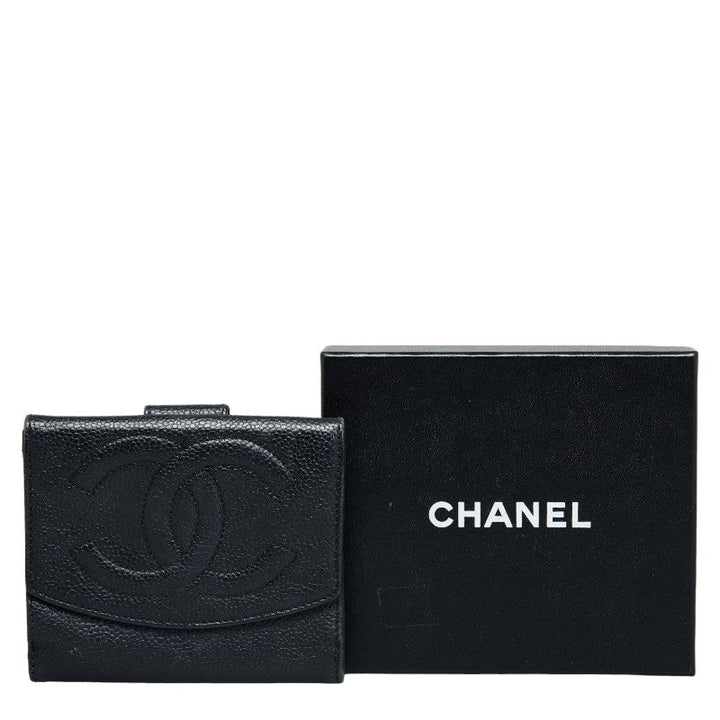 Top Quality Chanel Coco Double Fed Wallet Compact Wallet Black Leather  Chanel