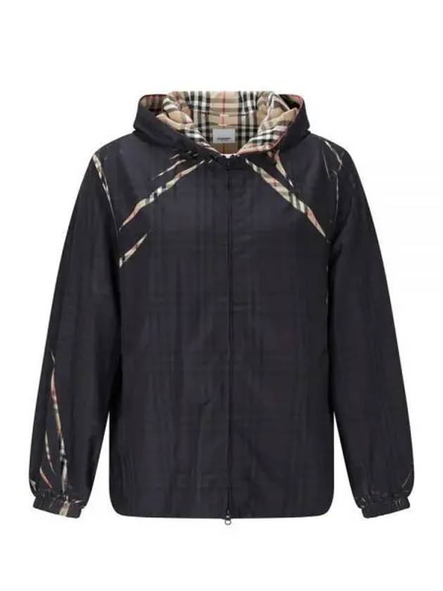 Burberry Sliced Check Zip-Up Hoodie Black