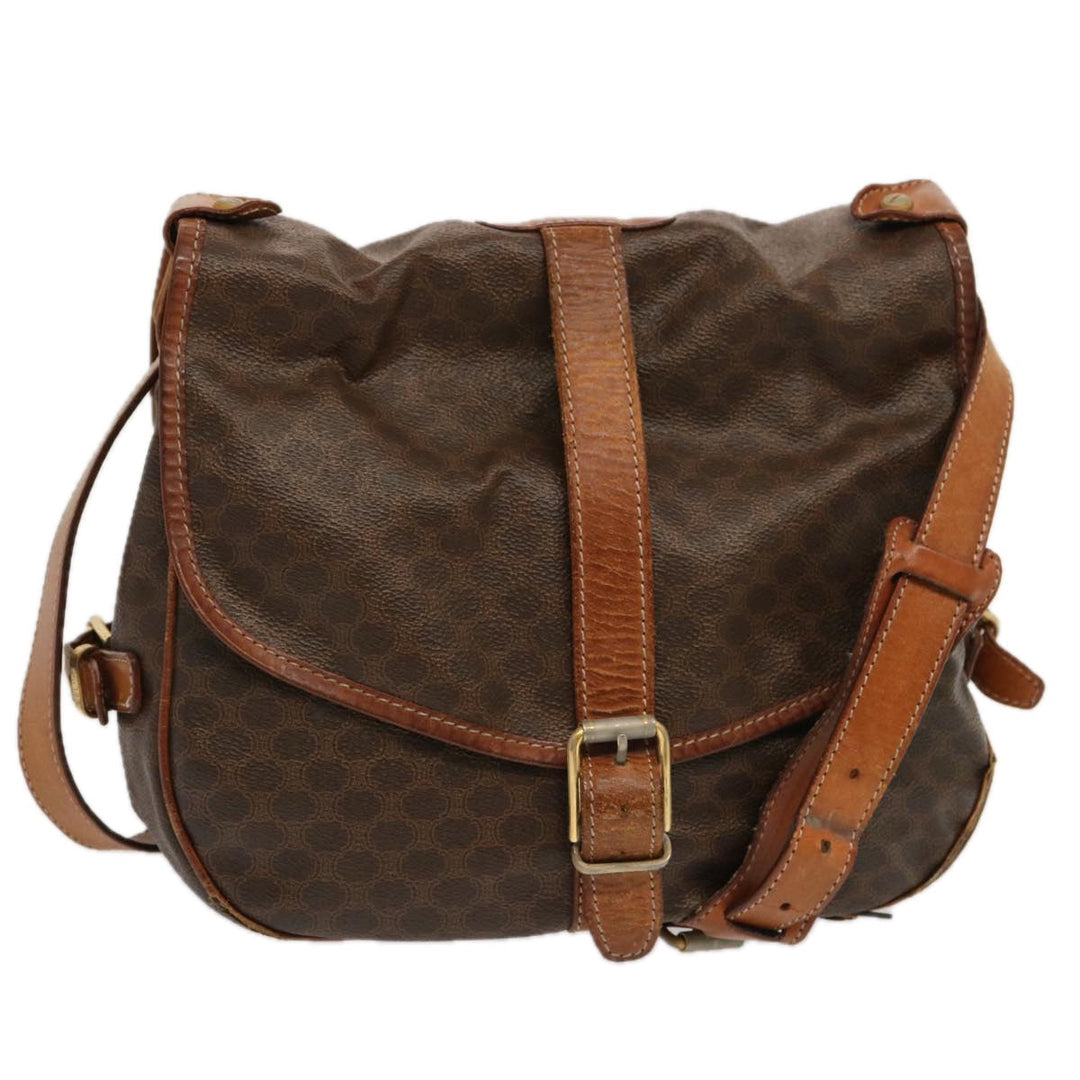 Celine Macadam Canvas Shoulder Bag PVC Brown Auth 70829