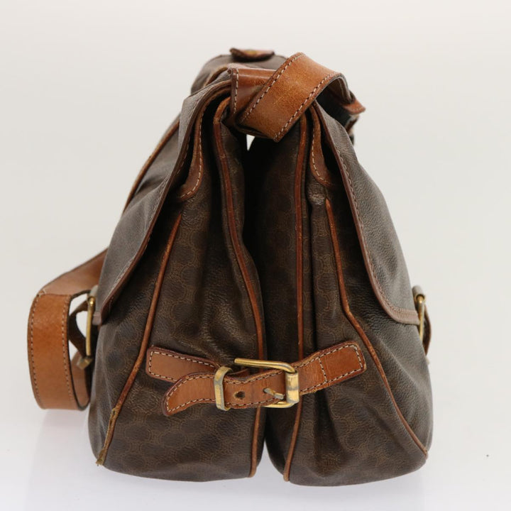 Celine Macadam Canvas Shoulder Bag PVC Brown Auth 70829