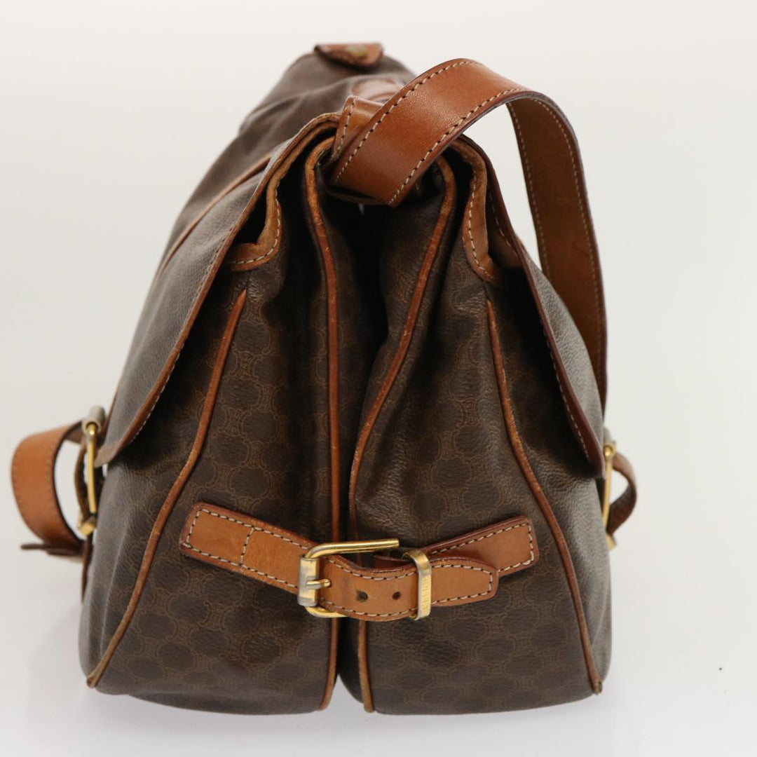 Celine Macadam Canvas Shoulder Bag PVC Brown Auth 70829