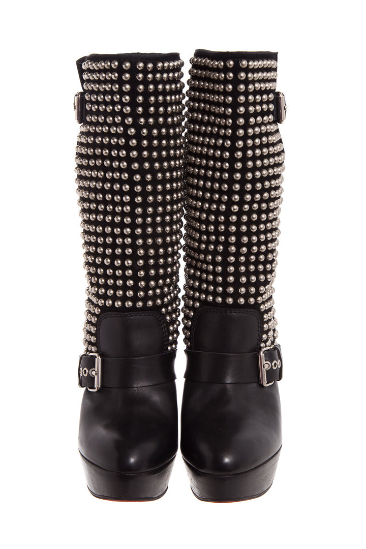 Christian Louboutin Black Patform Studded Boots SZ 40