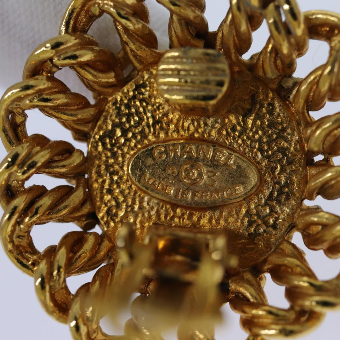 Top Quality Chanel COCO Mark Earring metal Gold CC Auth 70878
