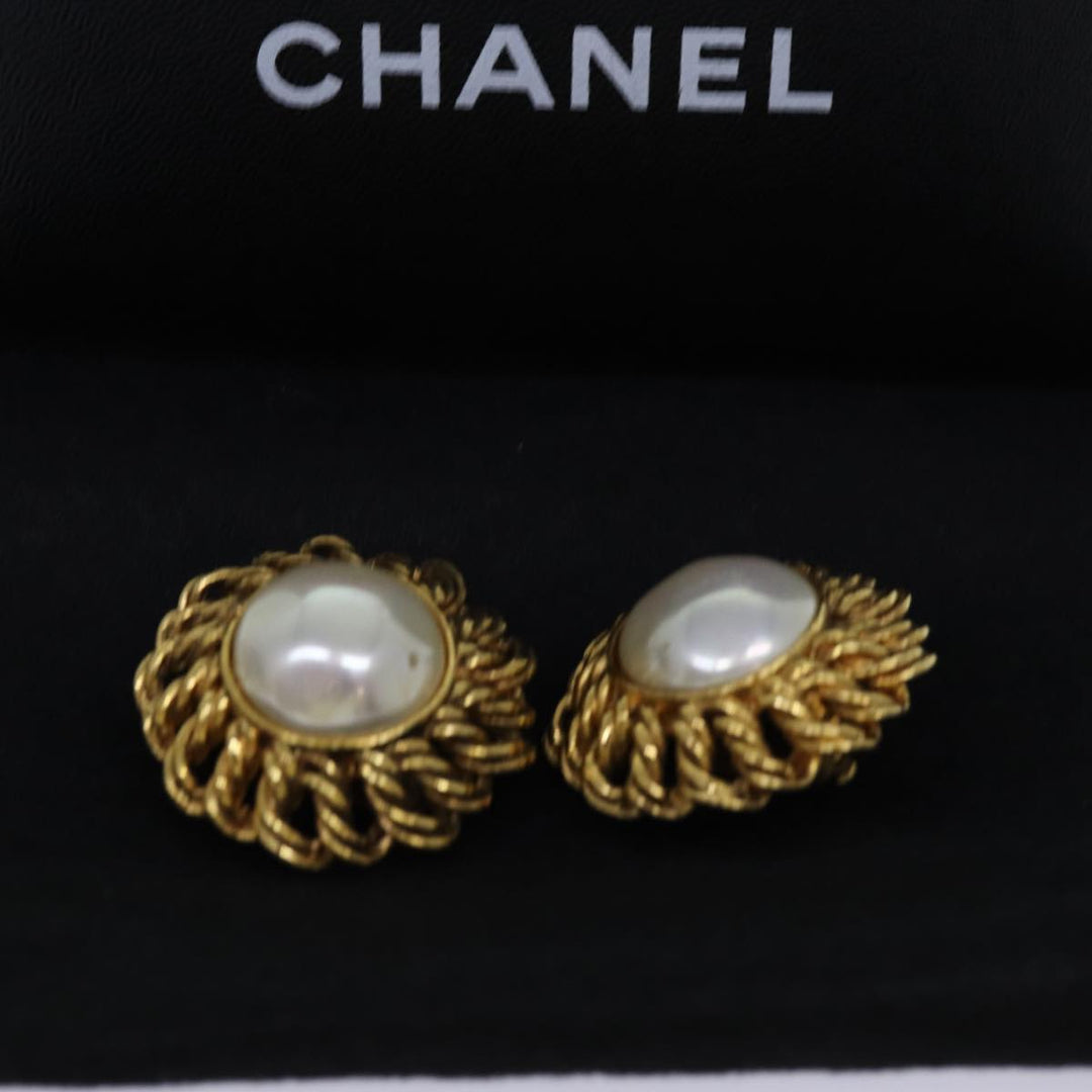 Top Quality Chanel COCO Mark Earring metal Gold CC Auth 70878